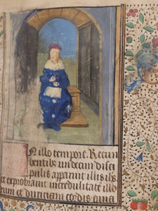 Book of Hours, Circa 1450. Use of Paris, France. Illuminated Manuscript on Vellum, 11 Damaged Full-Page Miniatures with Full Borders, and Two Historiated Initials
