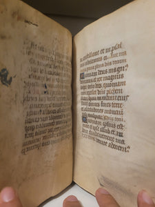 Book of Hours, Circa 1450. Use of Paris, France. Illuminated Manuscript on Vellum, 11 Damaged Full-Page Miniatures with Full Borders, and Two Historiated Initials