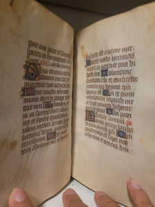 Book of Hours, Circa 1450. Use of Paris, France. Illuminated Manuscript on Vellum, 11 Damaged Full-Page Miniatures with Full Borders, and Two Historiated Initials