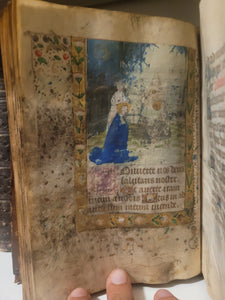 Book of Hours, Circa 1450. Use of Paris, France. Illuminated Manuscript on Vellum, 11 Damaged Full-Page Miniatures with Full Borders, and Two Historiated Initials