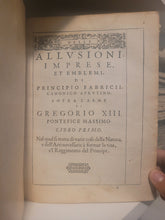 Load image into Gallery viewer, Delle Allusioni, Imprese, et Emblemi del Signor Principio Fabricii, 1588. First and Only Edition of this Allegorical Emblem Book