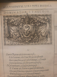 Delle Allusioni, Imprese, et Emblemi del Signor Principio Fabricii, 1588. First and Only Edition of this Allegorical Emblem Book