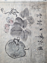 Load image into Gallery viewer, Ochibashu (Fallen Leaves Collection), Circa 1870-1890 (Meiji Period). Illustrated Manuscript of 52 Pages of Paintings, Sketches, and Drawings of Flowers and Other Figures, Some Copied from Earlier Examples, Pasted Over an Existing Manuscript