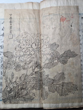 Load image into Gallery viewer, Ochibashu (Fallen Leaves Collection), Circa 1870-1890 (Meiji Period). Illustrated Manuscript of 52 Pages of Paintings, Sketches, and Drawings of Flowers and Other Figures, Some Copied from Earlier Examples, Pasted Over an Existing Manuscript