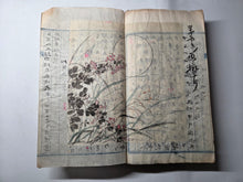 Load image into Gallery viewer, Ochibashu (Fallen Leaves Collection), Circa 1870-1890 (Meiji Period). Illustrated Manuscript of 52 Pages of Paintings, Sketches, and Drawings of Flowers and Other Figures, Some Copied from Earlier Examples, Pasted Over an Existing Manuscript