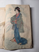 Load image into Gallery viewer, Shasei-Cho (Drawing Book), Circa 1860-1890 (Late Edo to Meiji Period). Hand Colored Manuscript Sketchbook with Dozens of Paintings and Sketches, including Courtesans and Noblewomen, and a Yurei. Possibly for Craft Projects