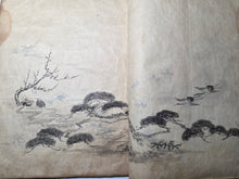 Load image into Gallery viewer, Japanese Manuscript Sketchbook of Various Plants and Birds, 19th Century. 20 Pages of Pen and Ink Illustrations. Likely for Crafts