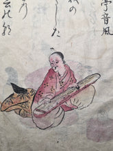 Load image into Gallery viewer, Kyōka Eiri Hyakunin Isshu (The Kyoka Illustrated Hyakunin Isshu). Circa 1770-1800. A Manuscript Edition of this Comical Twist on the Classical Poetry Anthology, With 43 Pages of Hand Colored Illustrations