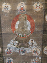 Load image into Gallery viewer, Shingon Hoshi Mandara (The Shingon School Star Mandala), Circa 1500-1600. An Extraordinarily Rare Astrology Painting, used in Shingon and Tendai Rituals to Prevent Disasters and Fortune Telling, With 57 Small Medallion Paintings