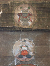 Load image into Gallery viewer, Shingon Hoshi Mandara (The Shingon School Star Mandala), Circa 1500-1600. An Extraordinarily Rare Astrology Painting, used in Shingon and Tendai Rituals to Prevent Disasters and Fortune Telling, With 57 Small Medallion Paintings