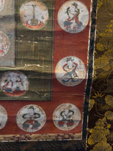 Load image into Gallery viewer, Shingon Hoshi Mandara (The Shingon School Star Mandala), Circa 1500-1600. An Extraordinarily Rare Astrology Painting, used in Shingon and Tendai Rituals to Prevent Disasters and Fortune Telling, With 57 Small Medallion Paintings