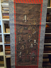 Load image into Gallery viewer, Jusan Butsu. The Thirteen Buddhas and Bodhisattvas, Circa 1500-1600. Late Muromachi Period Silk Painting of the Buddhas and Bodhisattvas Involved in the Judgments of the Underworld, Beautifully Painted in Heavy Detail, with Heavy Brushwork