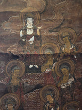 Load image into Gallery viewer, Jusan Butsu. The Thirteen Buddhas and Bodhisattvas, Circa 1500-1600. Late Muromachi Period Silk Painting of the Buddhas and Bodhisattvas Involved in the Judgments of the Underworld, Beautifully Painted in Heavy Detail, with Heavy Brushwork