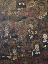 Load image into Gallery viewer, Jusan Butsu. The Thirteen Buddhas and Bodhisattvas, Circa 1500-1600. Late Muromachi Period Silk Painting of the Buddhas and Bodhisattvas Involved in the Judgments of the Underworld, Beautifully Painted in Heavy Detail, with Heavy Brushwork