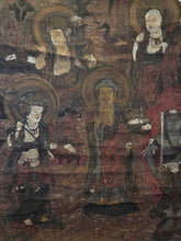 Load image into Gallery viewer, Jusan Butsu. The Thirteen Buddhas and Bodhisattvas, Circa 1500-1600. Late Muromachi Period Silk Painting of the Buddhas and Bodhisattvas Involved in the Judgments of the Underworld, Beautifully Painted in Heavy Detail, with Heavy Brushwork