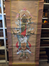Load image into Gallery viewer, Shōmen-Kongō (Blue-Faced Vajra-Yakṣa), and the Three Wise Monkeys, Circa 1603-1868. An Edo Period Koshin Painting of the Eastern Rakshasa Lord