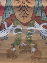 Load image into Gallery viewer, Shōmen-Kongō (Blue-Faced Vajra-Yakṣa), and the Three Wise Monkeys, Circa 1603-1868. An Edo Period Koshin Painting of the Eastern Rakshasa Lord