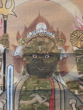 Load image into Gallery viewer, Shōmen-Kongō (Blue-Faced Vajra-Yakṣa), and the Three Wise Monkeys, Circa 1603-1868. An Edo Period Koshin Painting of the Eastern Rakshasa Lord
