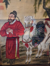 Load image into Gallery viewer, Jin ri bei Zhi Tu (An Image of the Golden Sun Monument), Circa 1810. A Silk Painting of the Xiutu Prince and General of the Western Han Dynasty, Jin Midi. Produced by a Japanese Artist