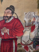 Load image into Gallery viewer, Jin ri bei Zhi Tu (An Image of the Golden Sun Monument), Circa 1810. A Silk Painting of the Xiutu Prince and General of the Western Han Dynasty, Jin Midi. Produced by a Japanese Artist