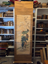 Load image into Gallery viewer, A Happy Couple Climbing a Cherry Blossom Tree, Circa 1800-1860. A Silk Ukiyo-E Painting Featuring a Bijin-ga from the Late Edo Period, in the Style of Hokusai