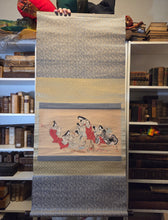 Load image into Gallery viewer, Momijigari (Maple Viewing), Circa 1750-1850. A Hanging Scroll Painting Taira no Tomomori and his Company being Seduced by a Demon Disguised as a Beautiful Woman, and her Attendants