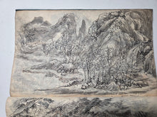 Load image into Gallery viewer, Nankin-ga Shukuzu (Nanga Miniature Paintings), Circa 1800-1850 (Late Edo Period). 78 Pages of Ink Wash Landscape Paintings, Being Miniature Copies of Southern School Examples