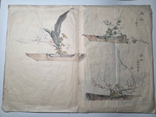 Load image into Gallery viewer, Ikebana Gajo (Flower Arrangement Picture Book), Circa 1870-1890. An Unfinished Sketch Book with Five Pages of Hand Colored and Detailed Floral Arrangements