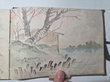 Load image into Gallery viewer, An Amateur Japanese Sketchbook of Watercolor and Ink Wash Paintings, Circa 1890-1920. 81 Full Page Drawings of Beautiful Landscapes, Deities, Animals and Much More