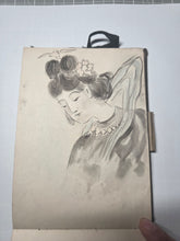 Load image into Gallery viewer, An Amateur Japanese Sketchbook of Watercolor and Ink Wash Paintings, Circa 1890-1920. 81 Full Page Drawings of Beautiful Landscapes, Deities, Animals and Much More