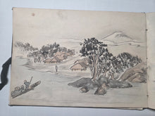 Load image into Gallery viewer, An Amateur Japanese Sketchbook of Watercolor and Ink Wash Paintings, Circa 1890-1920. 81 Full Page Drawings of Beautiful Landscapes, Deities, Animals and Much More