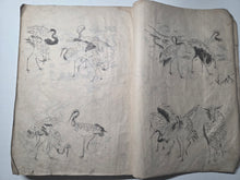 Load image into Gallery viewer, Shugacho (Painting Practice), Circa 1840-1870. Manuscript Sketchbook by a Japanese Painter of the Late Edo to Early Meiji Period. Hundreds of Copied Illustrations and Original Subjects, including Reproductions from Hokusai’s Manga