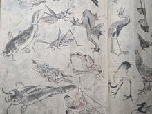 Load image into Gallery viewer, Shugacho (Painting Practice), Circa 1840-1870. Manuscript Sketchbook by a Japanese Painter of the Late Edo to Early Meiji Period. Hundreds of Copied Illustrations and Original Subjects, including Reproductions from Hokusai’s Manga
