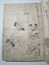Load image into Gallery viewer, Shugacho (Painting Practice), Circa 1840-1870. Manuscript Sketchbook by a Japanese Painter of the Late Edo to Early Meiji Period. Hundreds of Copied Illustrations and Original Subjects, including Reproductions from Hokusai’s Manga