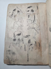 Load image into Gallery viewer, Shugacho (Painting Practice), Circa 1840-1870. Manuscript Sketchbook by a Japanese Painter of the Late Edo to Early Meiji Period. Hundreds of Copied Illustrations and Original Subjects, including Reproductions from Hokusai’s Manga