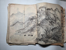 Load image into Gallery viewer, Sansui-cho (Landscapes), Circa 1800-1840. 69 Pages of Heavily Detailed Ink Wash Landscapes, with Pasted and Tipped in Pieces. Many Double Pages Examples