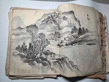 Load image into Gallery viewer, Sansui-cho (Landscapes), Circa 1800-1840. 69 Pages of Heavily Detailed Ink Wash Landscapes, with Pasted and Tipped in Pieces. Many Double Pages Examples