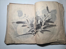 Load image into Gallery viewer, Kacho-en-do Hon? (Flower and Bird Gardens), Circa 1800-1840. Over 100 Pages of Heavily Detailed Ink Wash Drawings, with Pasted and Tipped in Bonus Examples. Landscapes, Animals, Floral Gatherings and Much More