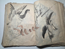 Load image into Gallery viewer, Kacho-en-do Hon? (Flower and Bird Gardens), Circa 1800-1840. Over 100 Pages of Heavily Detailed Ink Wash Drawings, with Pasted and Tipped in Bonus Examples. Landscapes, Animals, Floral Gatherings and Much More