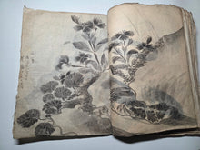 Load image into Gallery viewer, Kacho-en-do Hon? (Flower and Bird Gardens), Circa 1800-1840. Over 100 Pages of Heavily Detailed Ink Wash Drawings, with Pasted and Tipped in Bonus Examples. Landscapes, Animals, Floral Gatherings and Much More