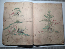 Load image into Gallery viewer, Shinsen Heika Zui (New Selection of Illustrated Flower Arrangement), Circa 1750-1800. A Mid to Late Edo Period Manuscript Copy of Yamanaka’s Work on Ikebana School of Flower Arrangment, with 100 Hand Painted, Full-Page Illustrations