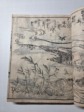 Load image into Gallery viewer, Ehon Tsūhōshi (The Book of Treasures), 1780. Volumes 2-3, 5 Part 2; Bound With; Gatentsuukou (A Study of the Painting Book), 1727. Dozens of Beautiful Woodblock Illustrations, and in a Brocade Repaired Binding