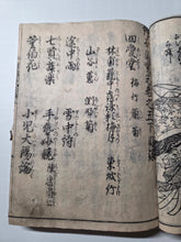 Load image into Gallery viewer, Ehon Tsūhōshi (The Book of Treasures), 1780. Volumes 2-3, 5 Part 2; Bound With; Gatentsuukou (A Study of the Painting Book), 1727. Dozens of Beautiful Woodblock Illustrations, and in a Brocade Repaired Binding
