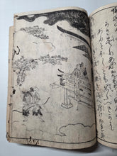Load image into Gallery viewer, Ehon Tsūhōshi (The Book of Treasures), 1780. Volumes 2-3, 5 Part 2; Bound With; Gatentsuukou (A Study of the Painting Book), 1727. Dozens of Beautiful Woodblock Illustrations, and in a Brocade Repaired Binding