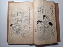 Load image into Gallery viewer, Sangoku Tsuran Zusetsu (An Illustrated Description of Three Countries), Dated Tenmei 5 (1785), Circa 1786-1830. An Early Manuscript Edition, With Faithful Copies of the Illustrations. With 32 Pages of Illustrations. Striped Covers