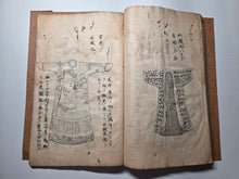 Load image into Gallery viewer, Sangoku Tsuran Zusetsu (An Illustrated Description of Three Countries), Dated Tenmei 5 (1785), Circa 1786-1830. An Early Manuscript Edition, With Faithful Copies of the Illustrations. With 32 Pages of Illustrations. Striped Covers