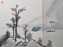 Load image into Gallery viewer, A Compiled Painting Album of Different Osaka Artists, Assembled Circa 1950. Compiled works from the Meiji to Showa Periods (Circa 1900-1950), with 13 Double Paged Paintings including Ink Wash Examples, and 1 Double Page of Fine Calligraphy