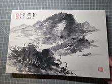 Load image into Gallery viewer, A Meiji to Taisho Period Painting Album, Circa 1870-1926. Nine Double Paged Examples of Ink Wash Landscapes and Figures, And One Double Paged Calligraphy Opening