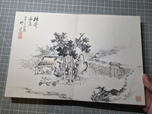 Load image into Gallery viewer, A Meiji to Taisho Period Painting Album, Circa 1870-1926. Nine Double Paged Examples of Ink Wash Landscapes and Figures, And One Double Paged Calligraphy Opening