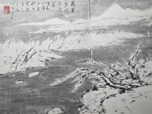 Load image into Gallery viewer, A Meiji to Taisho Period Painting Album, Circa 1870-1926. Nine Double Paged Examples of Ink Wash Landscapes and Figures, And One Double Paged Calligraphy Opening